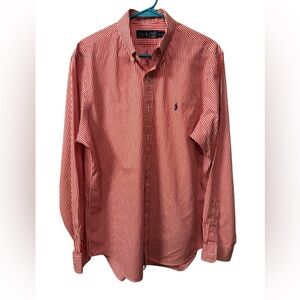 Men’s Ralph Lauren Red & White Striped Shirt long sleeve size Large
